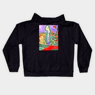 Woman in the landscape Kids Hoodie